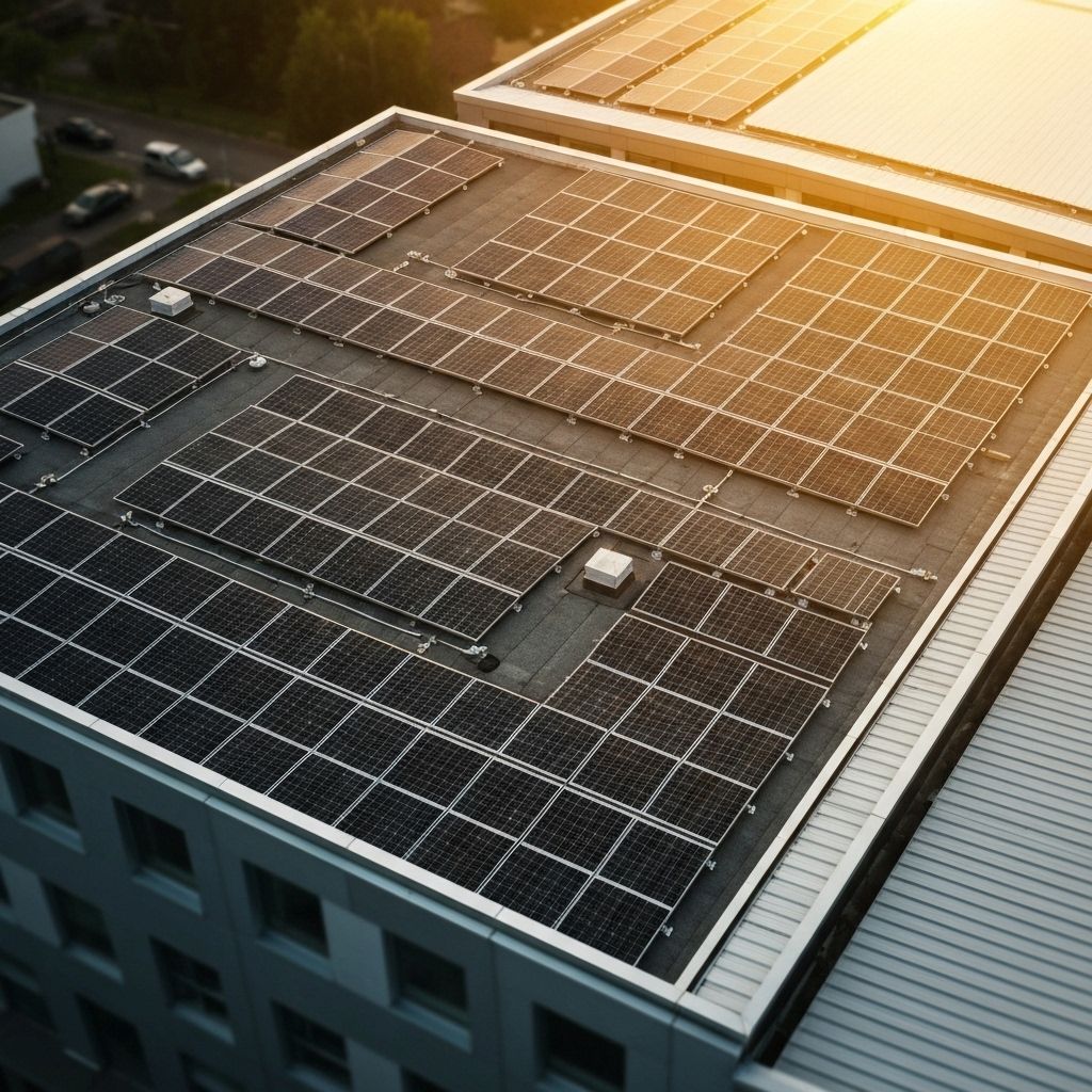 Aerial view of solar panels installation
